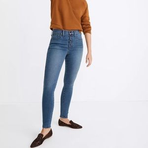 Madewell 10" High-Rise Skinny Jeans Button-Front Raw Hem Size 28